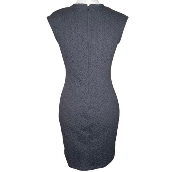 a'gaci Black Geometric Design Cap Sleeve V-Round Neck Dress Size Large Event - Picture 3 of 7